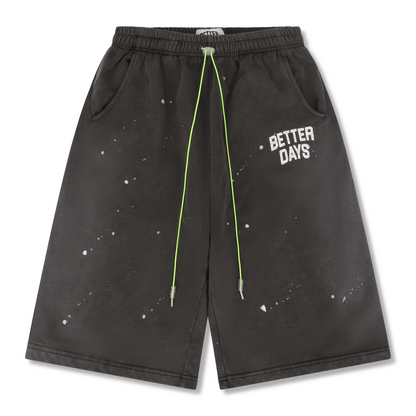 Black Painted 3/4 Shorts