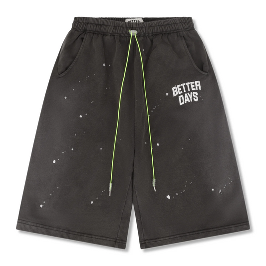 Black Painted 3/4 Shorts